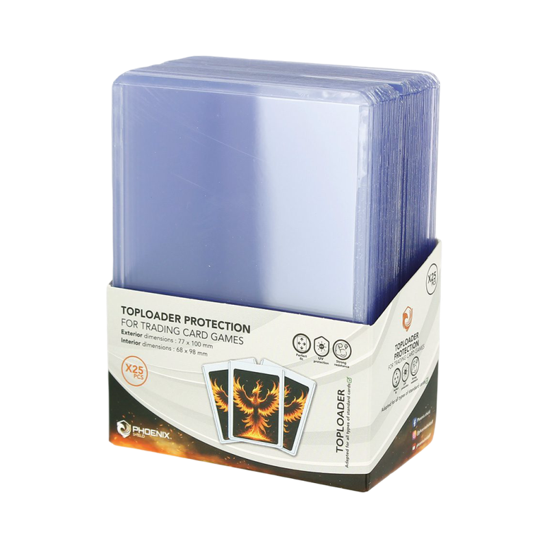 25 TOPLOADERS STANDARDS 35PT POUR CARTES — PHOENIX SHIELD