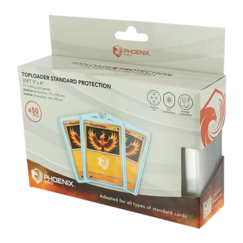 50 TOPLOADERS STANDARDS 35PT POUR CARTES — PHOENIX SHIELD