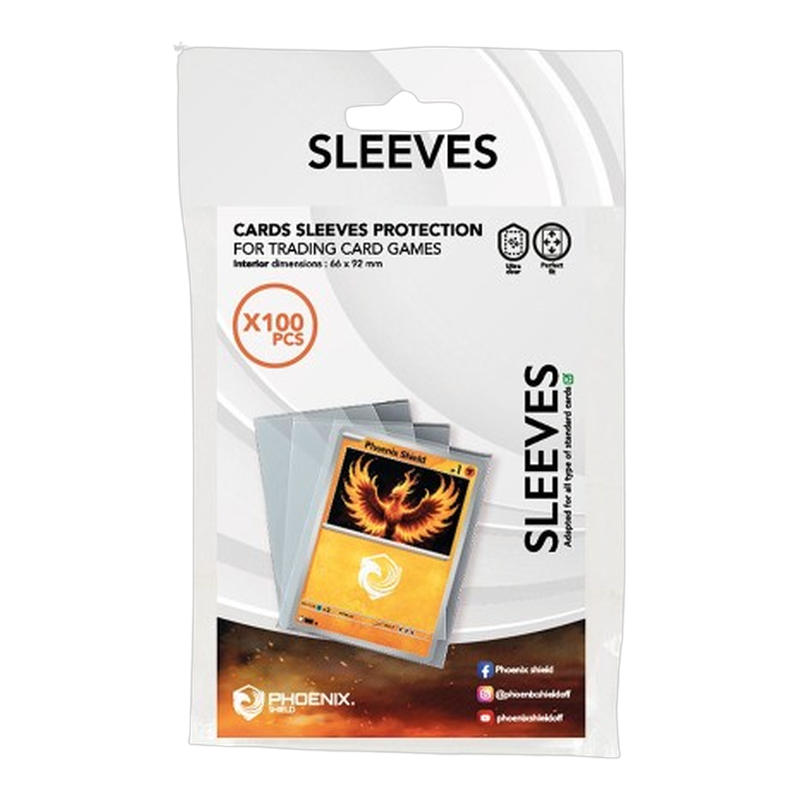 100 SLEEVES DE PROTECTION STANDARDS POUR CARTES — PHOENIX SHIELD